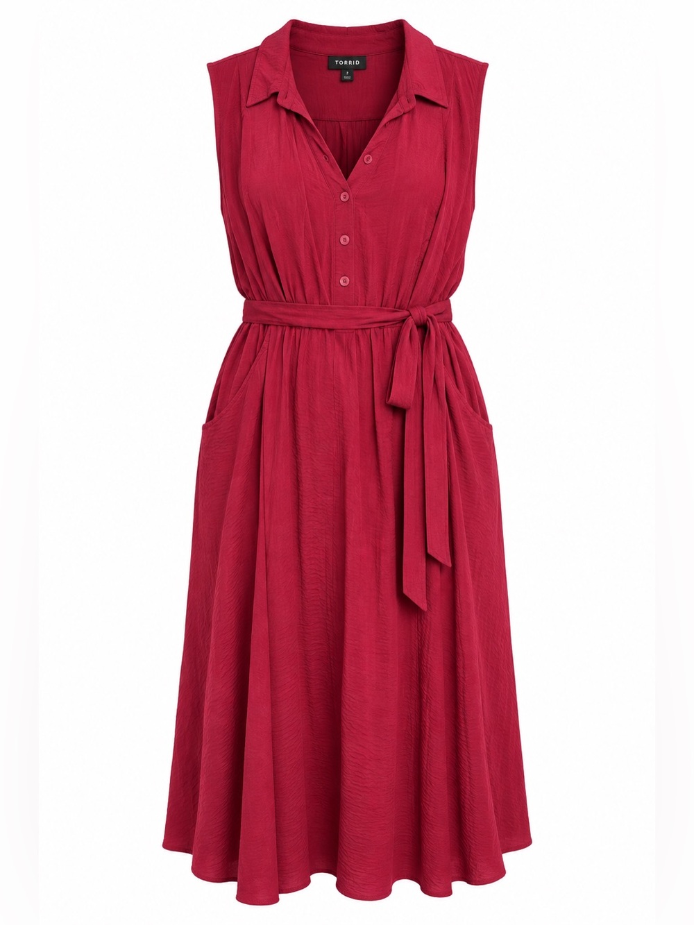 torrid Sleeveless Belted Midi Dress in Raspberry